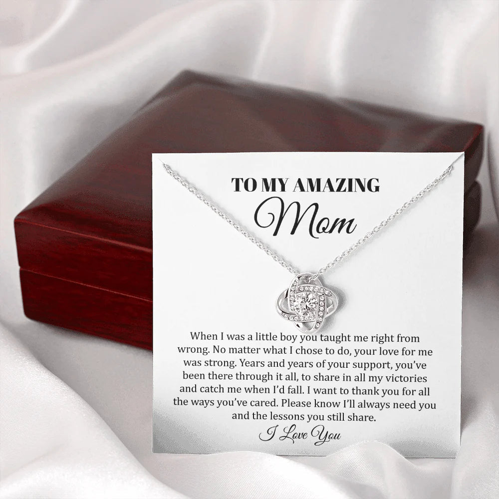 To My Amazing Mother No Matter What Love Knot, Mom Necklace, Mom Birthday Gift, Mother’s Day Gifts