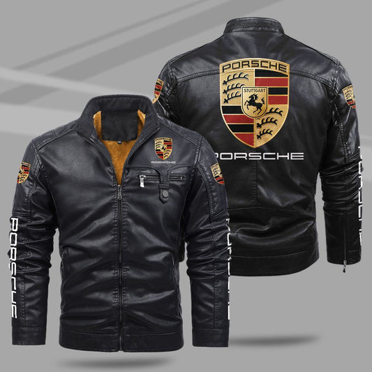 Porsche Jacket Porsche Fleece Leather Jacket V54