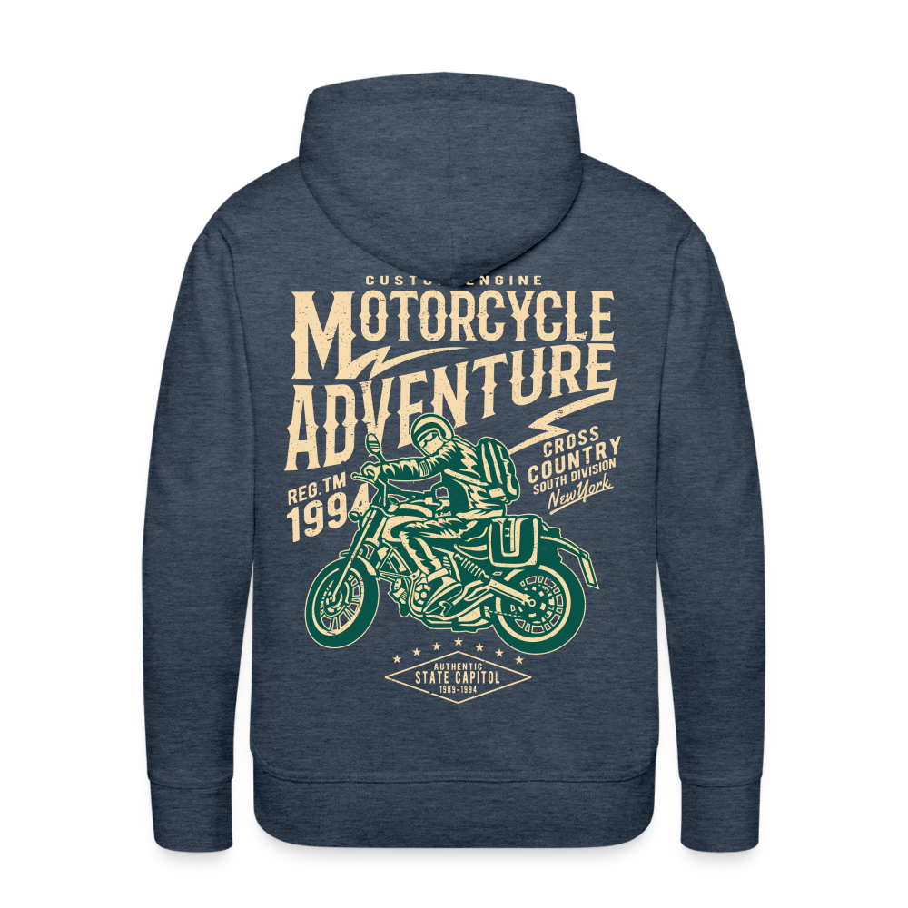 Motorcycle Adventure Men’s Premium Hoodie - heather denim