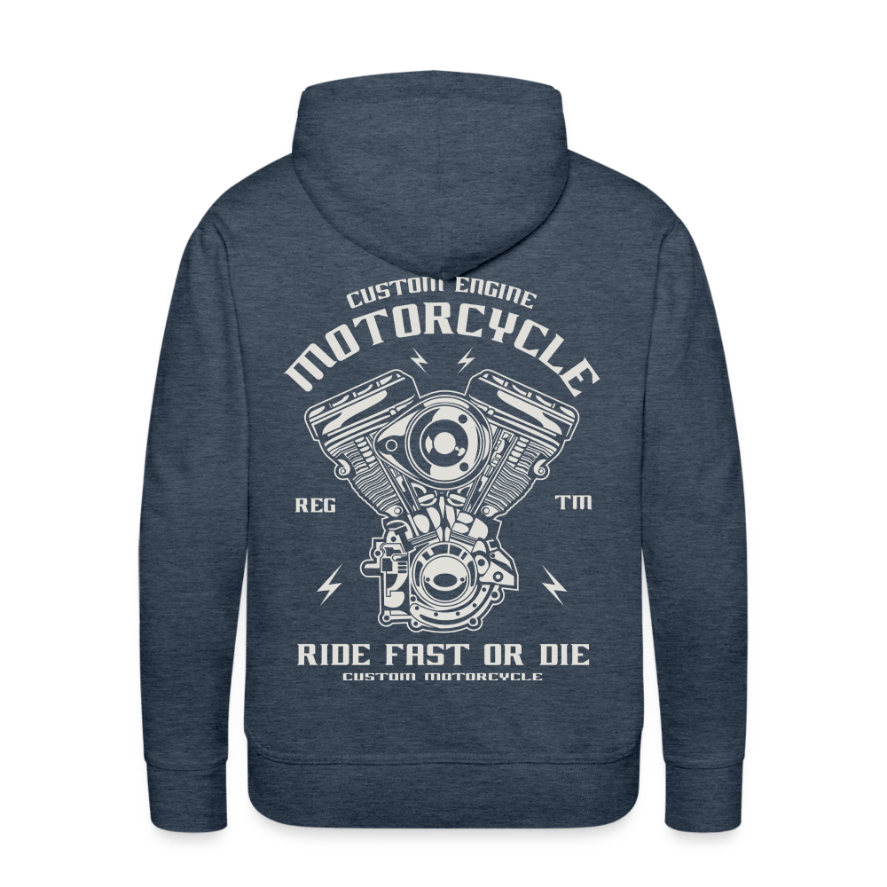 Ride Fast or Die Motorcycle Men’s Premium Hoodie - heather denim