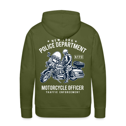 New York Police Department Motorcycle Officer Men’s Premium Hoodie - olive green