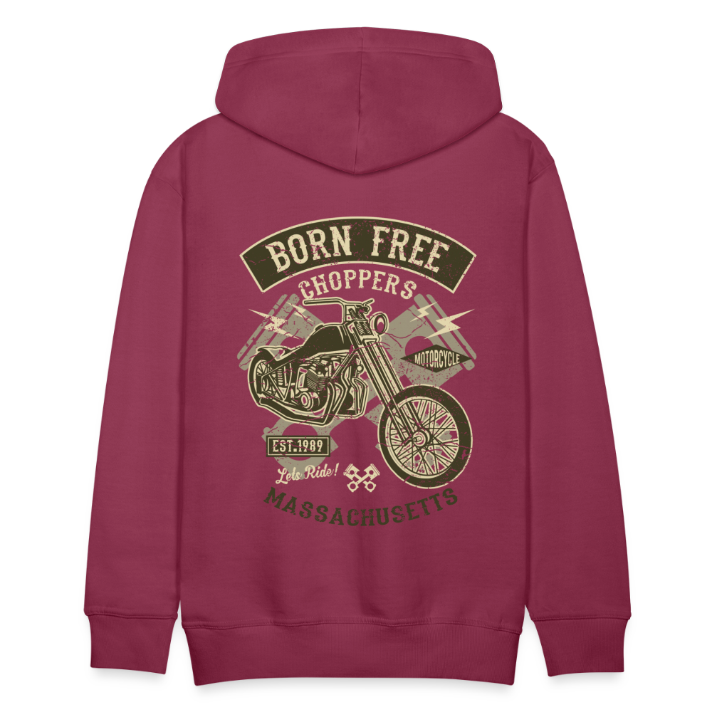 Born Free Choppers Motorcycle Men’s Premium Hoodie - bordeaux