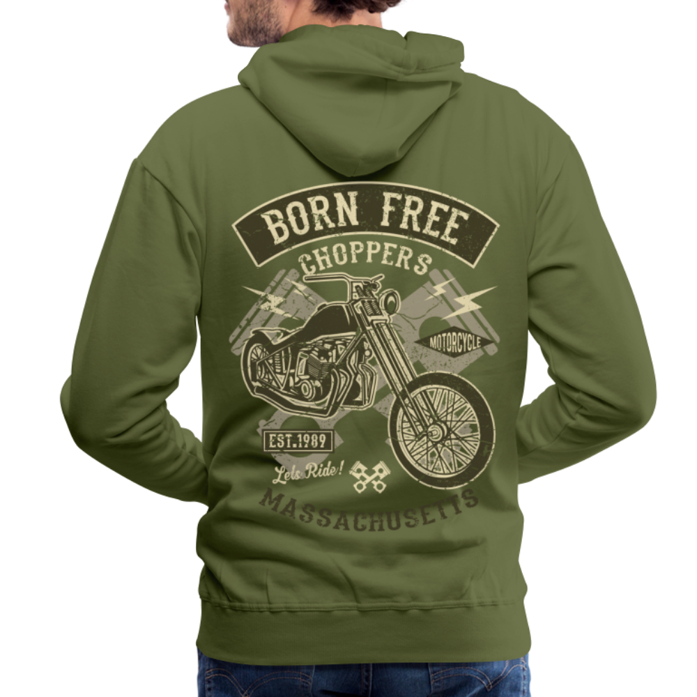 Born Free Choppers Motorcycle Men’s Premium Hoodie - olive green