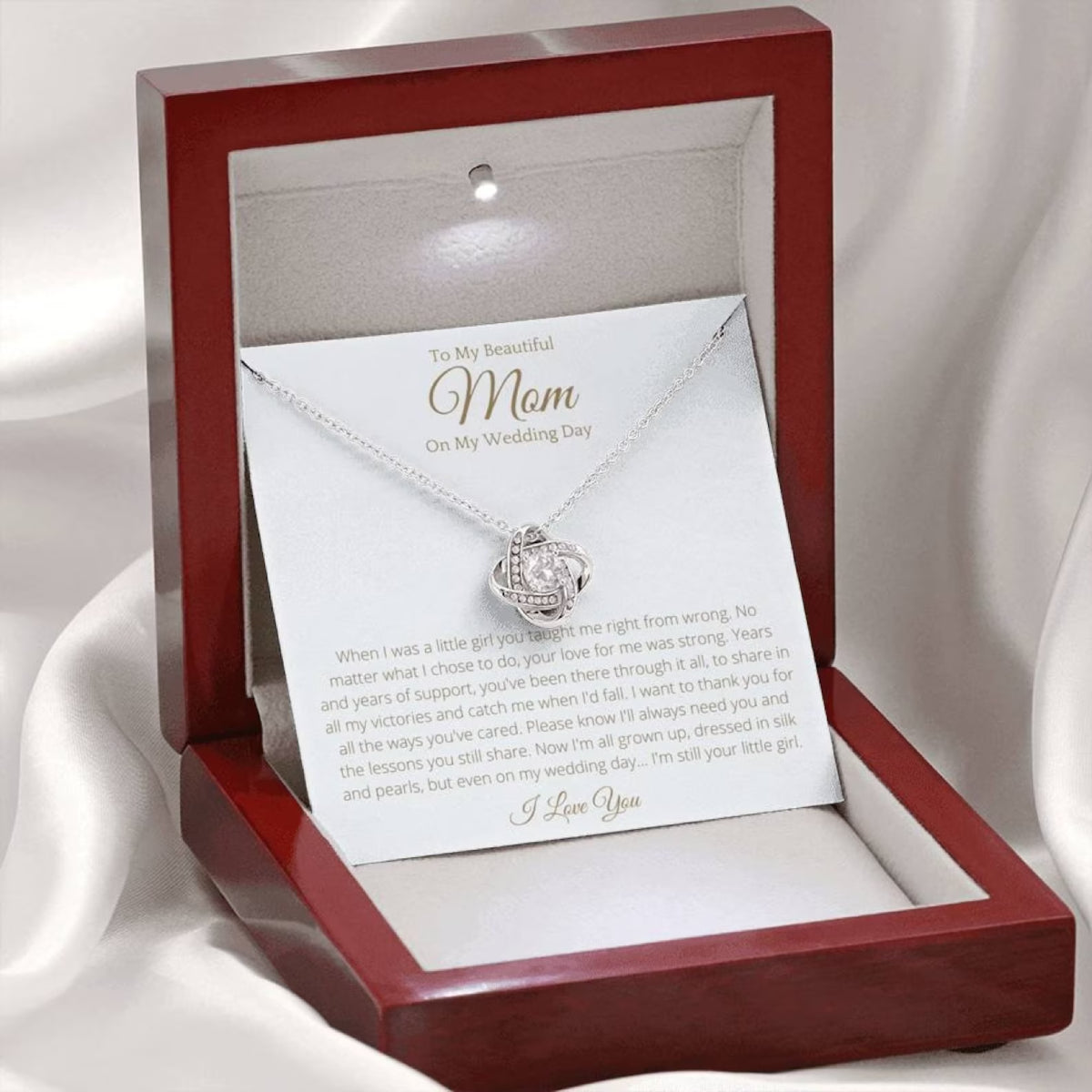 To My Beautiful Mom on My Wedding Day Love Knot, Mother of the Bride Gift