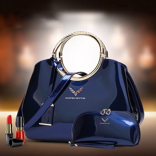 Corvette Deluxe Women Handbag With Free Matching Wallet-bag-Driver Apparel-Purple-Driversapparel.com