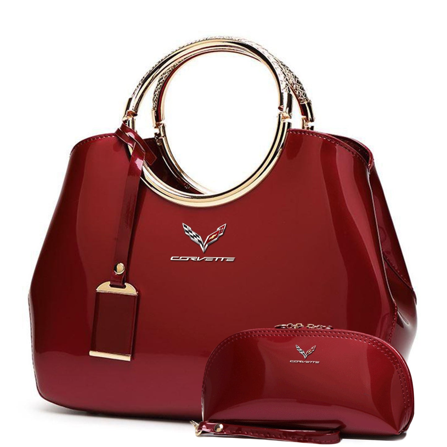 Corvette Deluxe Women Handbag With Free Matching Wallet-bag-Driver Apparel-Red-Driversapparel.com