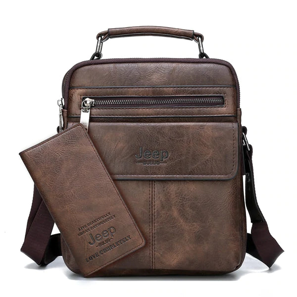 Jeep Leather Bag With Free Wallet-bag-Driver Apparel-Dark Brown-Driversapparel.com