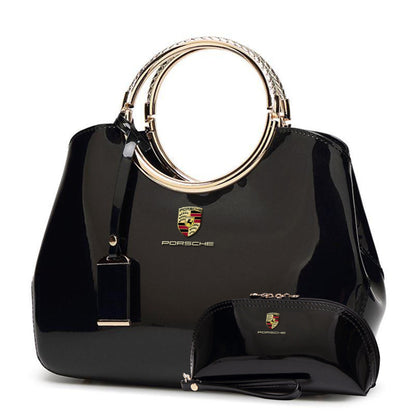 Porsche Deluxe Women Handbag With Free Matching Wallet-bag-Driver Apparel-Black-Driversapparel.com