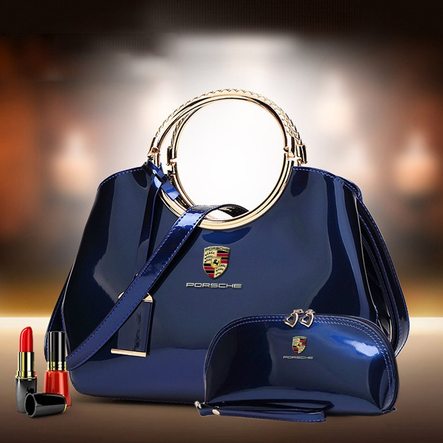 Porsche Deluxe Women Handbag With Free Matching Wallet-bag-Driver Apparel-Purple-Driversapparel.com