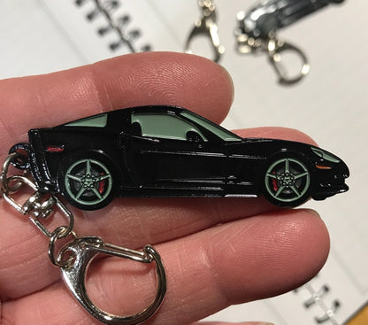 Corvette C6 Coupe Keychains, 7 Enamel Colors