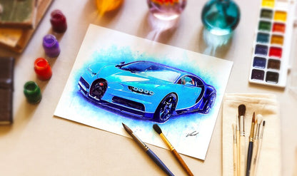 Watercolor Supercar Art Print - Unique Gift for Car Enthusiasts