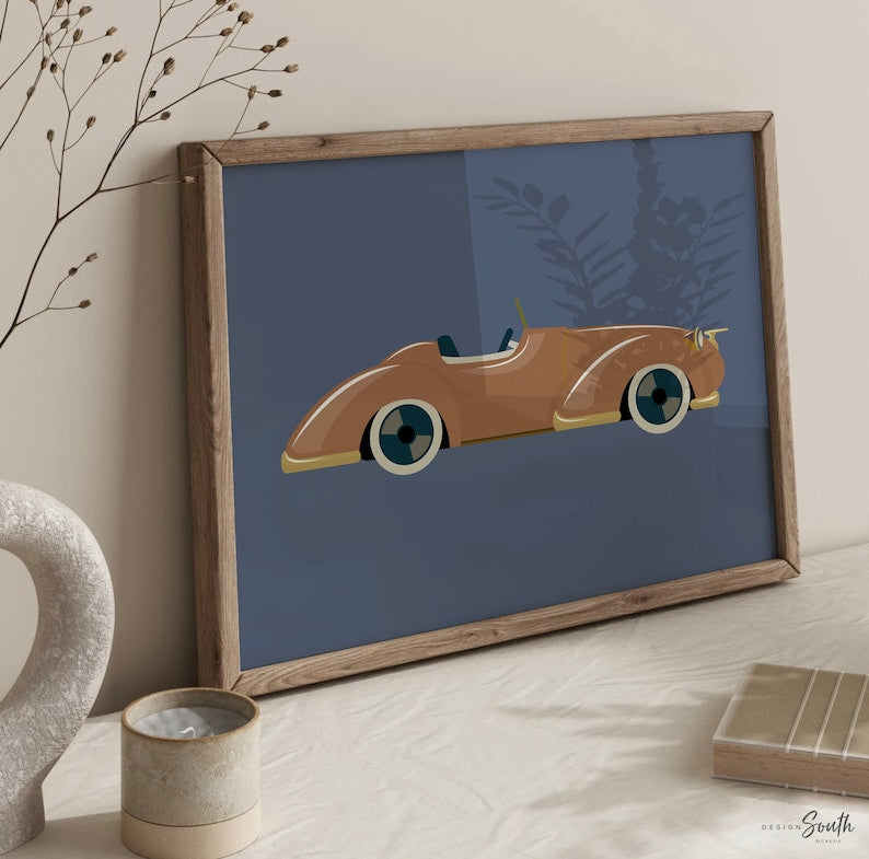 Vintage Car Collection Nursery Wall Art