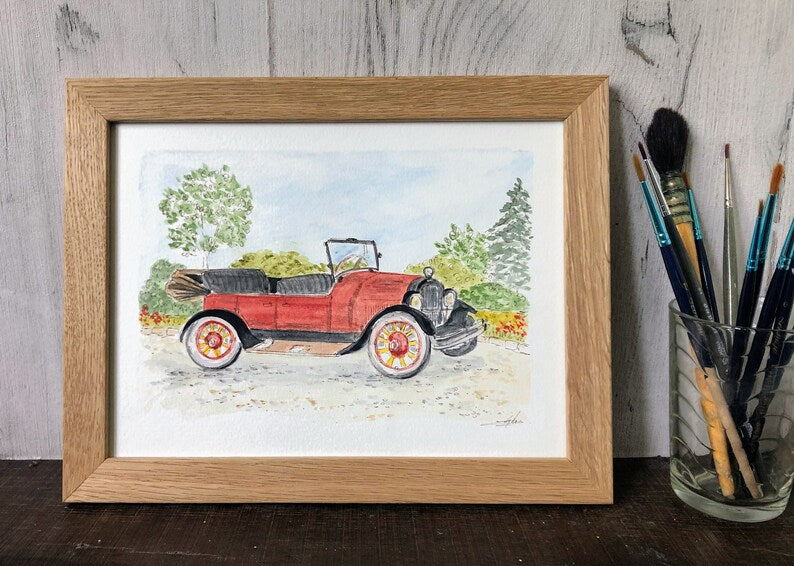 Watercolor Vehicle Portrait from Photo