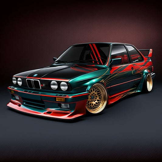 5-Pack BMW M3 Digital Posters: Vintage Sports Car Art