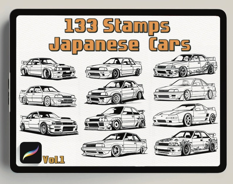 JDM Wheel Collection: 133 Japanese Car Stamps for Procreate_driver_clothing_drivi.store