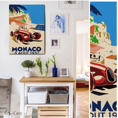 Retro Automotive Monaco Canvas: Classic Art for Car Enthusiasts