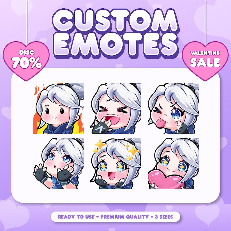 Premium Custom Anime Chibi Emotes for Twitch, Discord, YouTube_driver_clothing_drivi.store