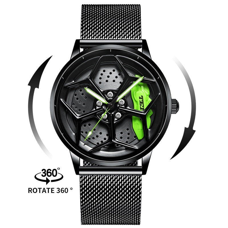 Gyro - Lambo Tei Racing Alloy Wheel Watch, Car Enthusiastic Accessories.