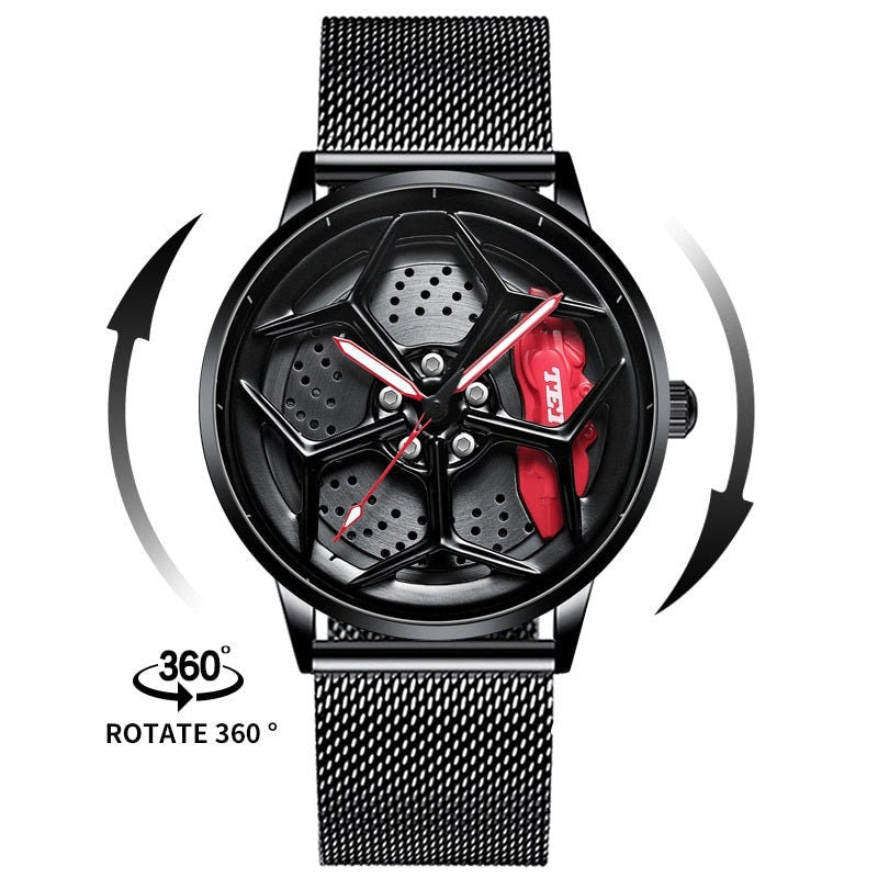 Gyro - Lambo Tei Racing Alloy Wheel Watch, Car Enthusiastic Accessories.