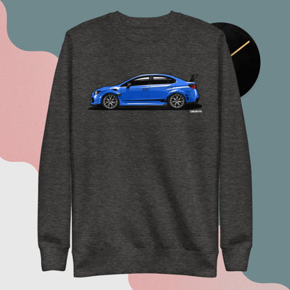 Subaru WRX STI in World Rally Blue - Extra Comfy Premium Blend Sweater