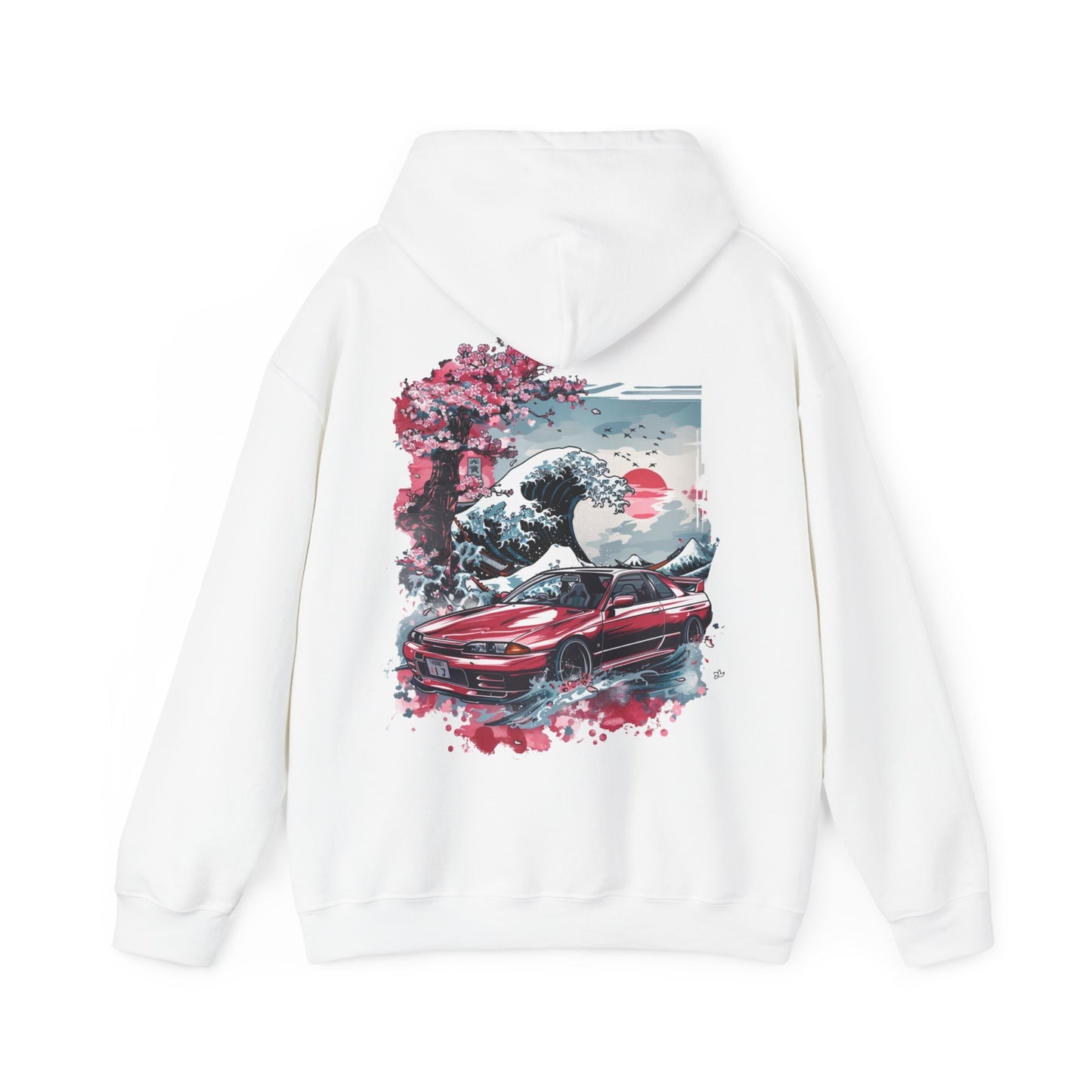 JDM R32 Skyline GTR Back Printed Hoodie Cherry Blossoms