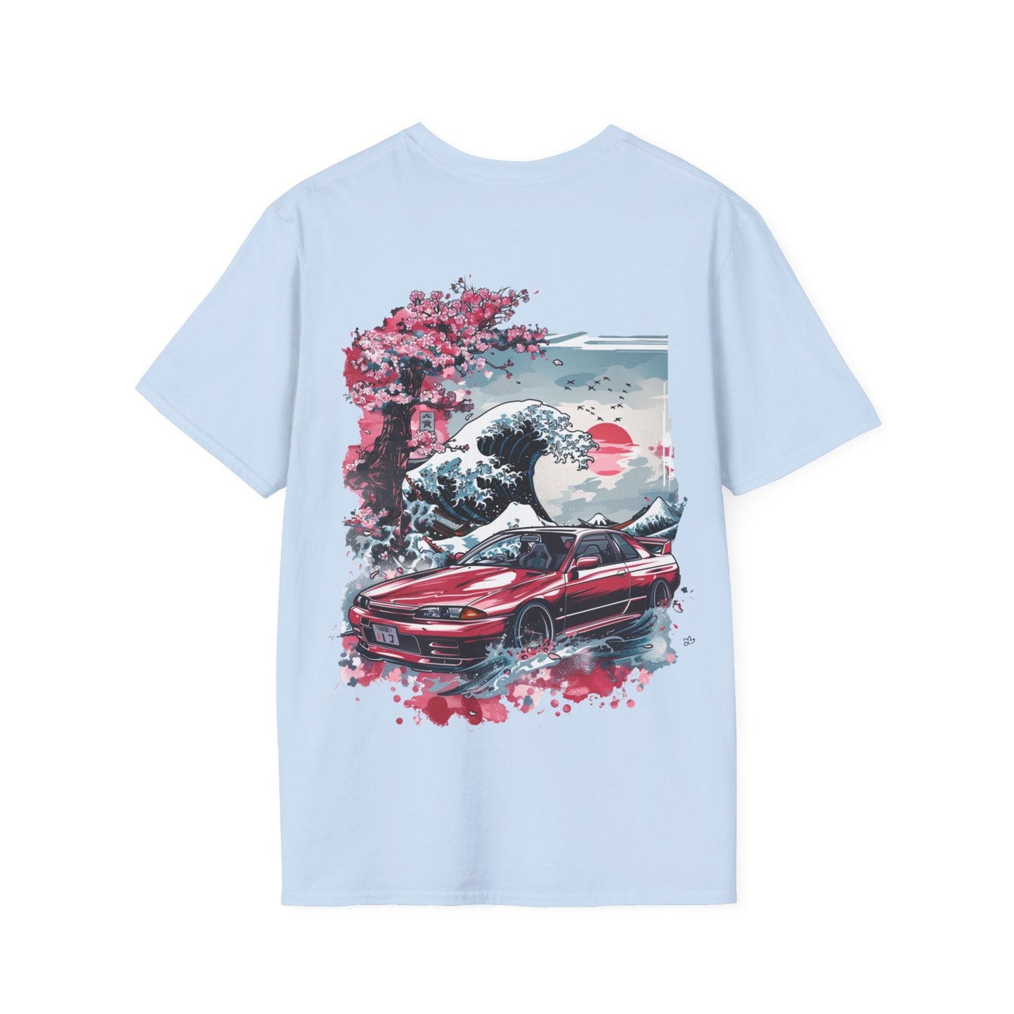 Jdm T-Shirt R32 Skyline GTR Sunset Cherry Blossom Waves Design