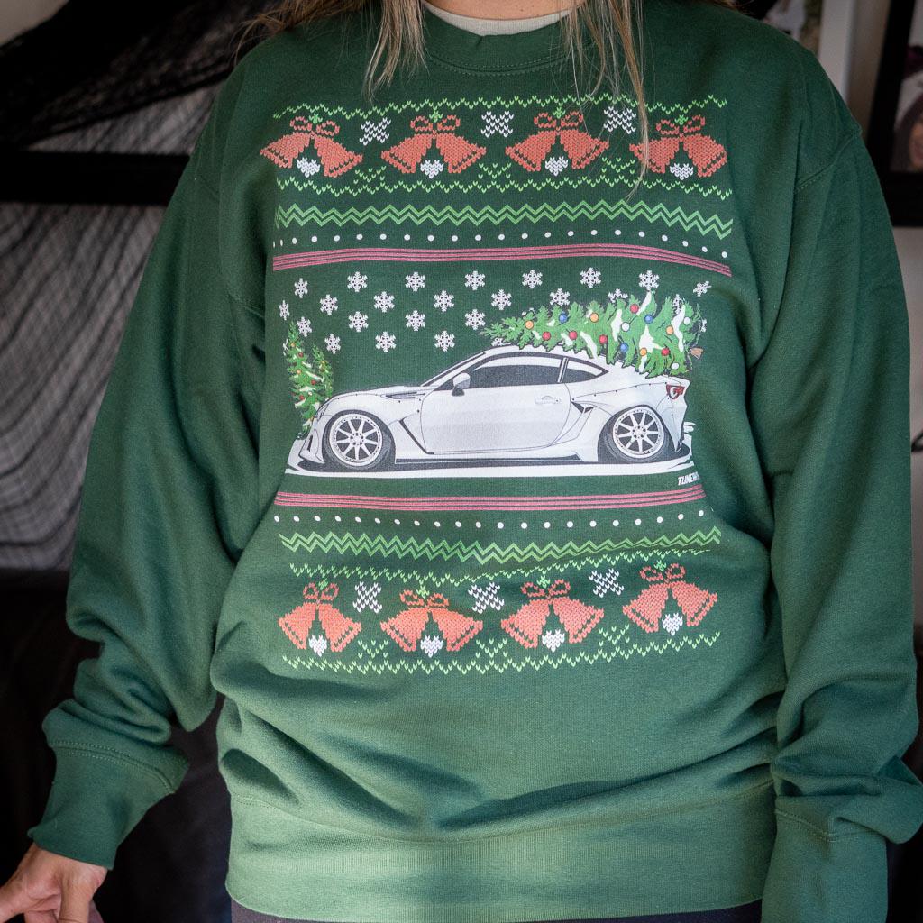 Ugly Christmas Sweater - Subaru WRX in White - Ugly Xmas Sweater - Car Guy Holiday Gift, Funny Christmas Gift