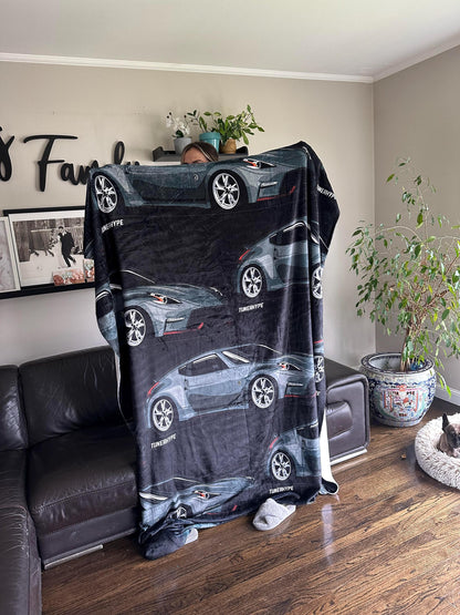 Ugly Christmas Blanket - Nissan Skyline R34 GTR - Ugly Xmas Sweater, Car Guy Holiday Gift, Funny Christmas Gift, Ugly Christmas Sweater