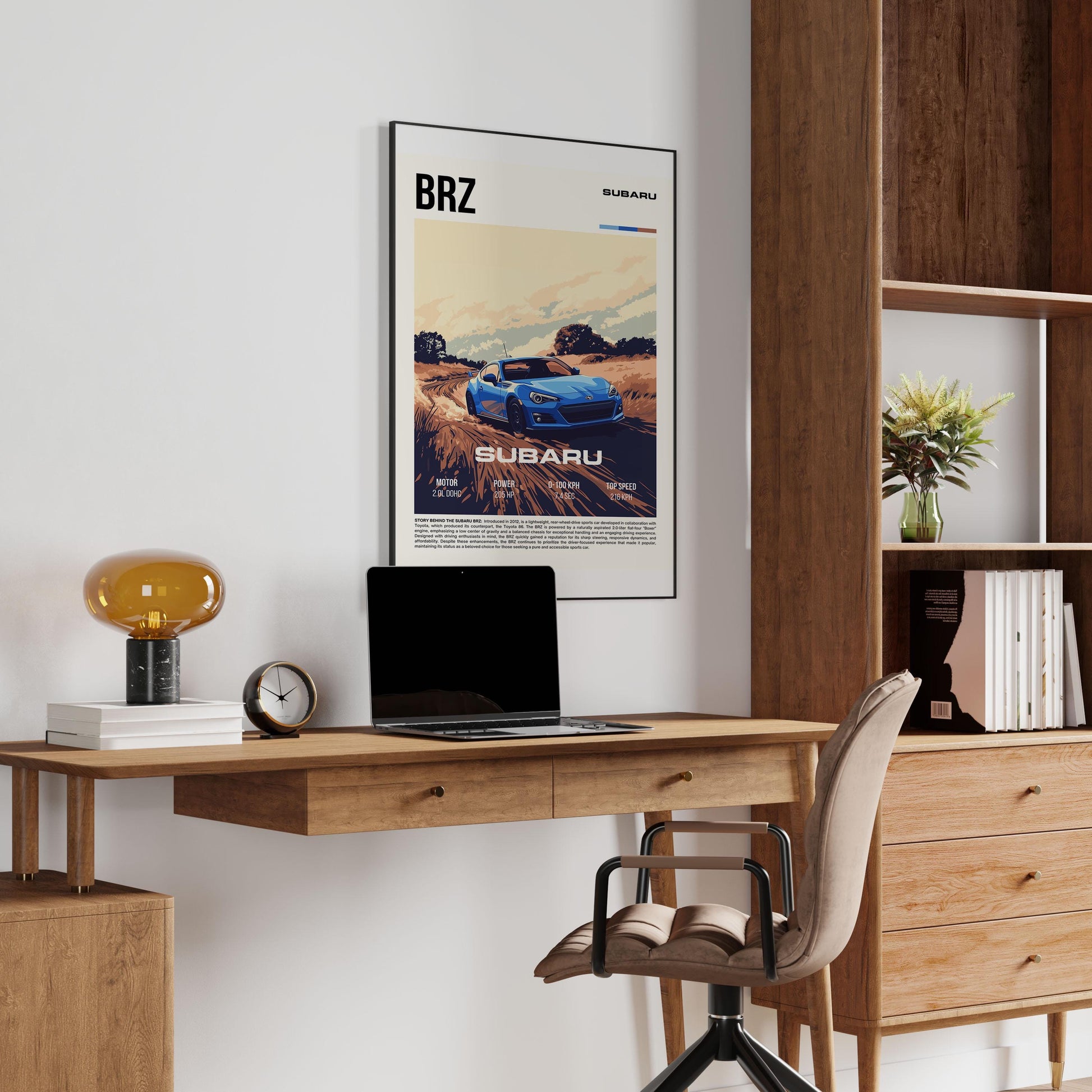 Subaru BRZ Poster - Retro Style JDM Sports Car Wall Art - Iconic Car Enthusiast Decor - Perfect Gift for Subaru Fans and Automotive Lovers