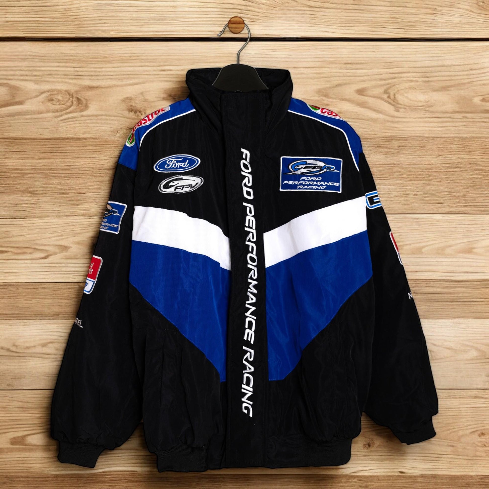 Mens Ford Sports Jacket, Unique Ford Racing Jackets With Patches, Car Guy Gift, Modern Streetwear, Y2k Leather Jacket, Gift For Him