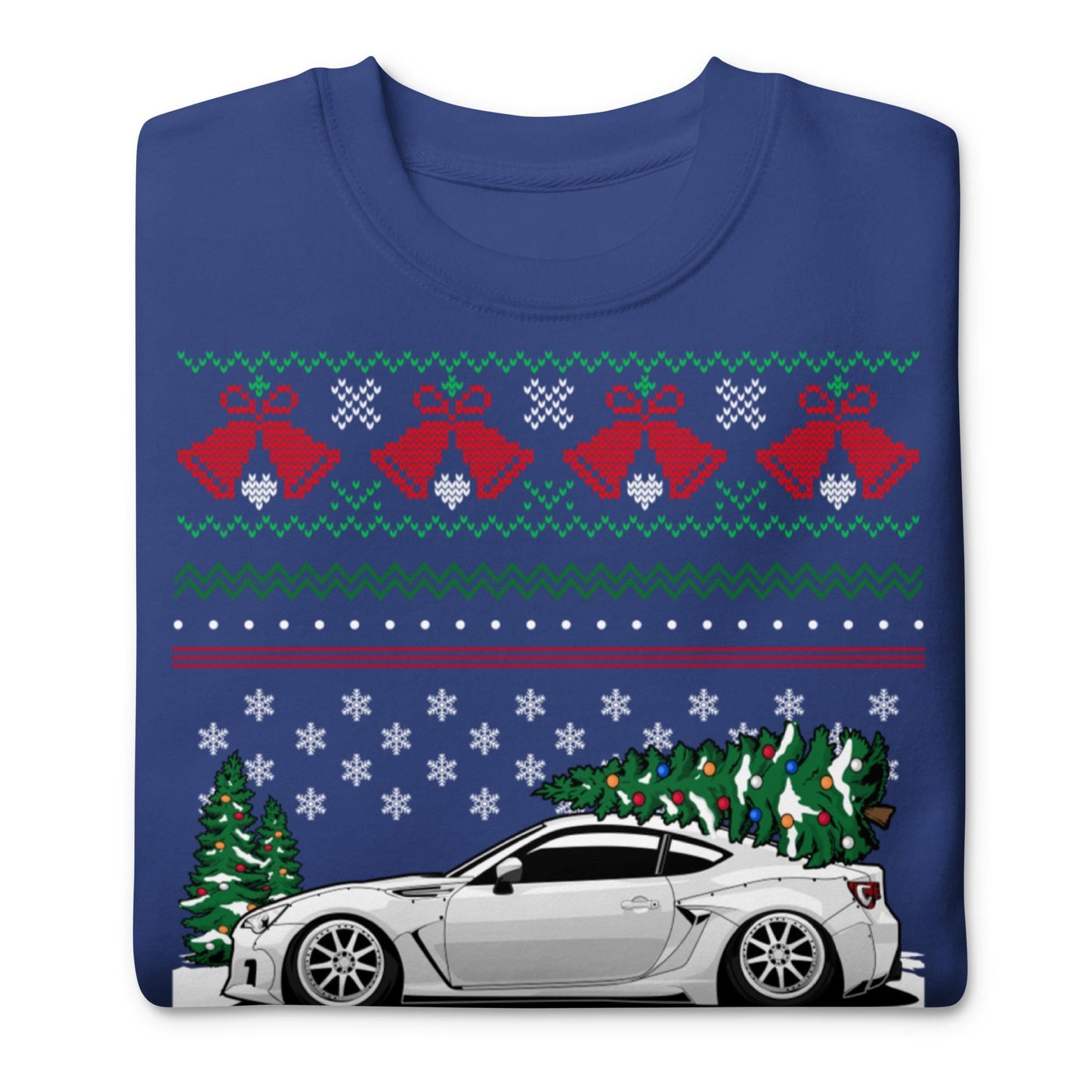 JDM Ugly Christmas Sweater - White Subaru BRZ / Toyota 86-FRS - Ugly Xmas Sweater - Car Guy Holiday Gift, Funny Christmas Gift