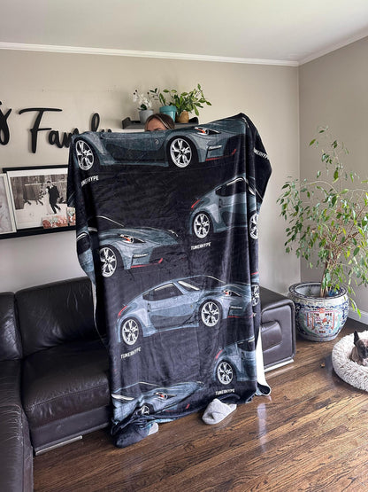 Ugly Christmas Blanket - Subaru BRZ / Toyota 86-FRS in Black - Ugly Xmas Sweater, Car Guy Holiday Gift, Funny Christmas Gift, Ugly Christmas